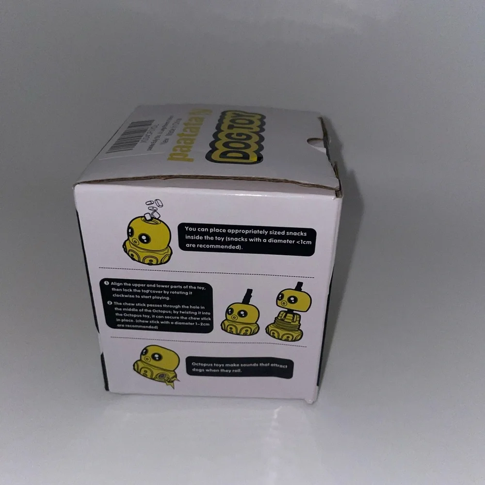 Paatata Yellow Robot Dog Toy New In Box Hide Treats Squeaky Fun Durable Play